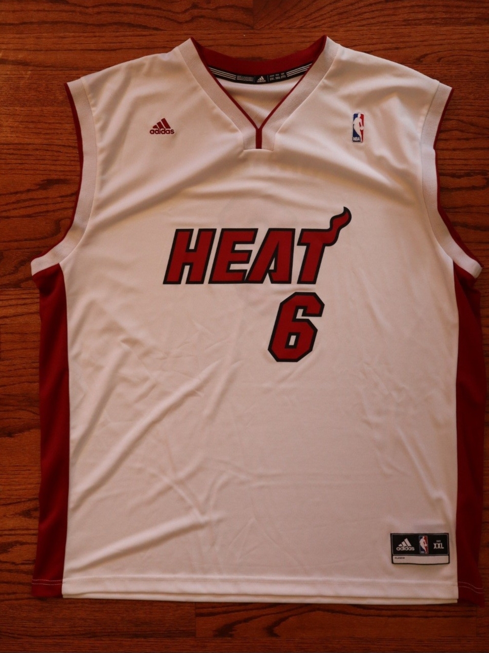 LeBron James #6 Miami Heat Adidas NBA Basketball Jersey White XXL 2XL